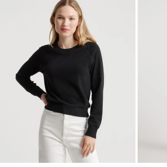 Quince Mongolian Cashmere Shrunken Sweatshirt Numerous Colors - Picture 2 of 10